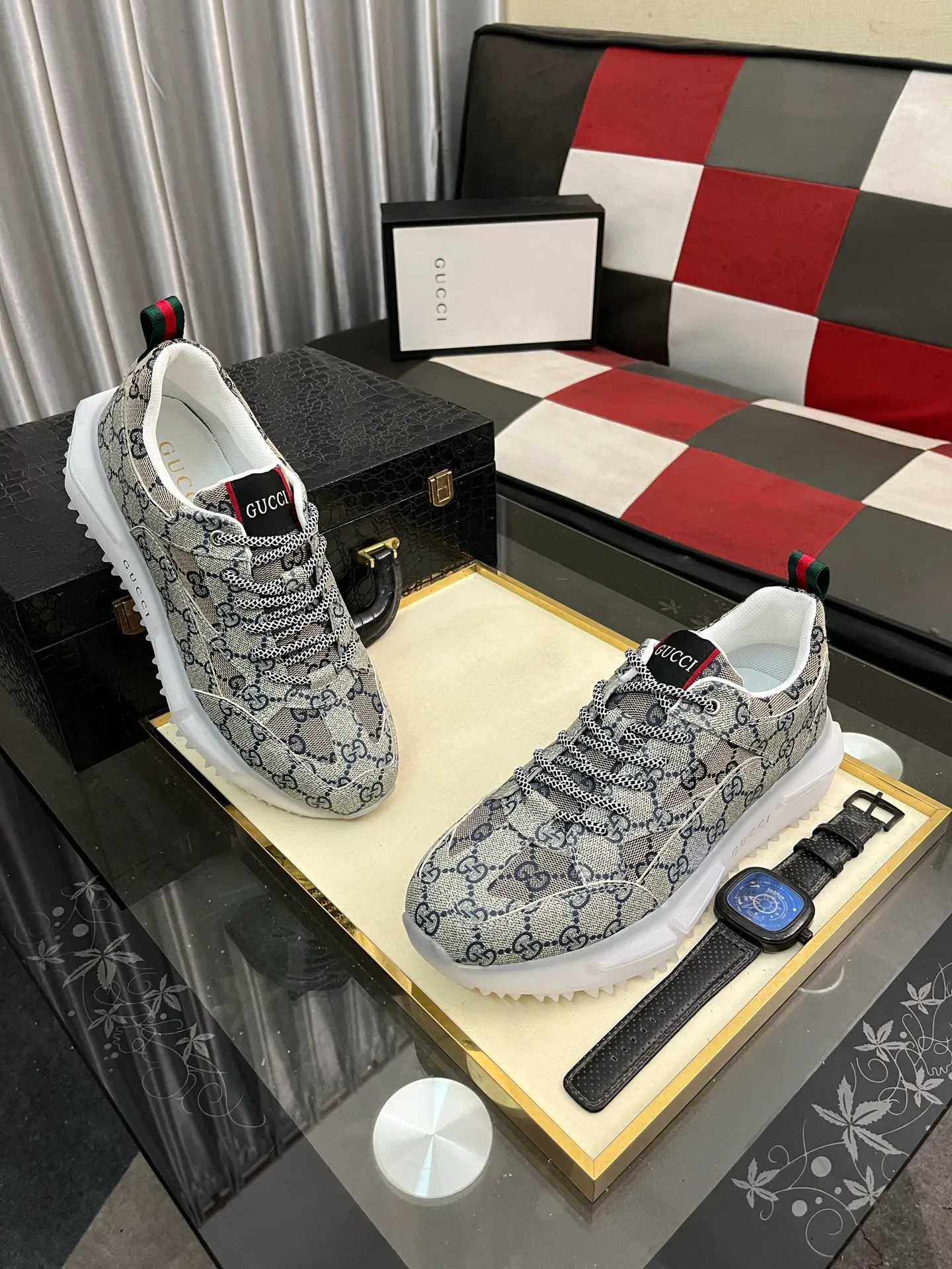 Men's Men's Shoes 💰458⌚️⌚️《GUCCI》The latest hot-selling casual shoes, top brand [seduce] luxury~purchase, top~quality. Products sold at the counter [strong] Original embossed calfskin fabric ➕ Comfortable sheepskin lining, code number: 38-443️⃣colors available